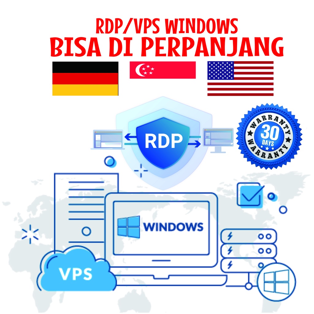 [ BISA DI PERPANJANG ] RDP/VPS Windows Murah &amp; Bergaransi Server German/USA/Singapore