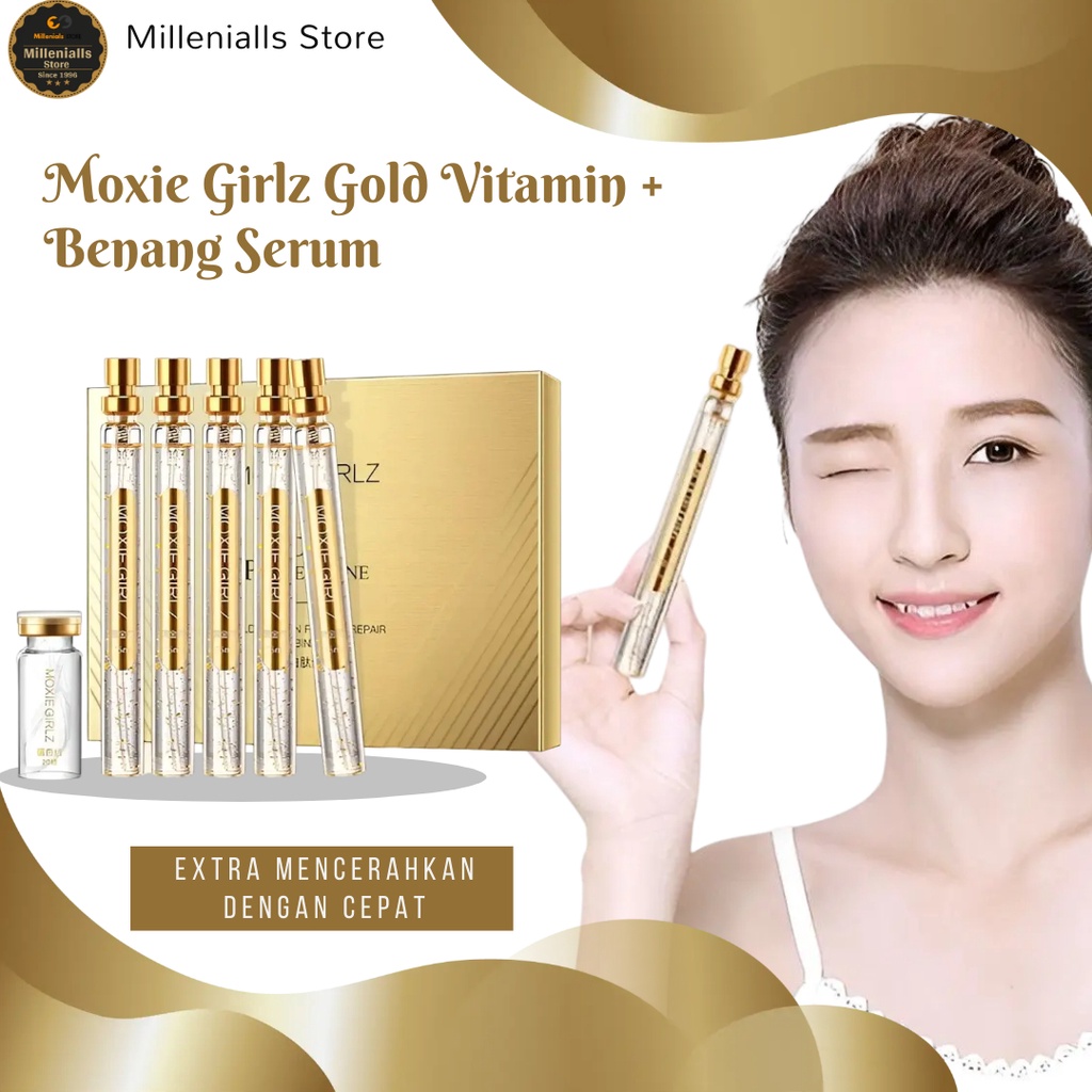 Moxie Girlz Gold Protein Serum Line Tanam Benang Serum + Benang Collagen Colagen Perawatan Wajah Tan