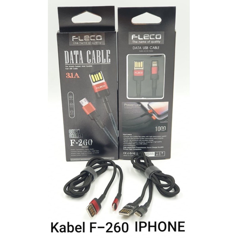 PROMO KABEL DATA FLECO F260 ORIGINAL METAL KABEL PREMIM FAST SPEED CHARGING