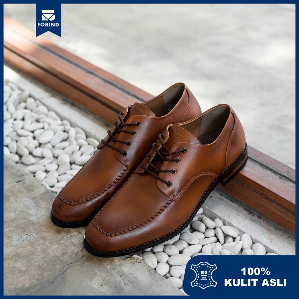 Seffield Brown | Sepatu Kulit Asli Coklat  Pria Casual Kerja Cowok Kantor Pantofel | Lvnatica x FORIND