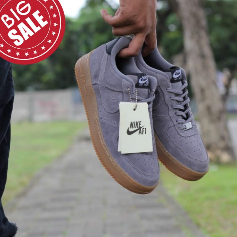 Sepatu Air Force 1 Low Grey Sol Gum High Quality / Sneakers Pria