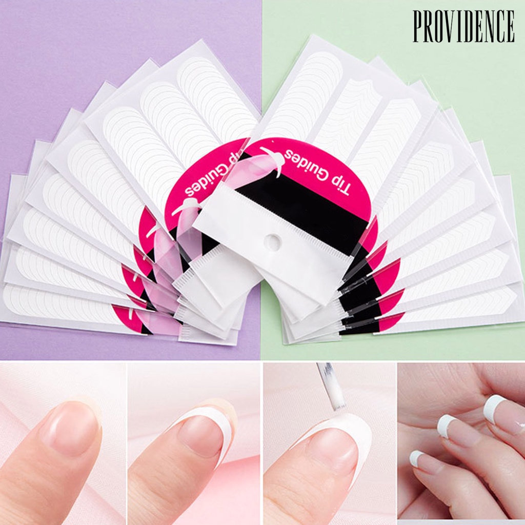 Providence 10Pcs/50Pcs Ultra Thin Nail Line Tip Images Printing White Stencil Tip Guide French Manicure Decals for Female