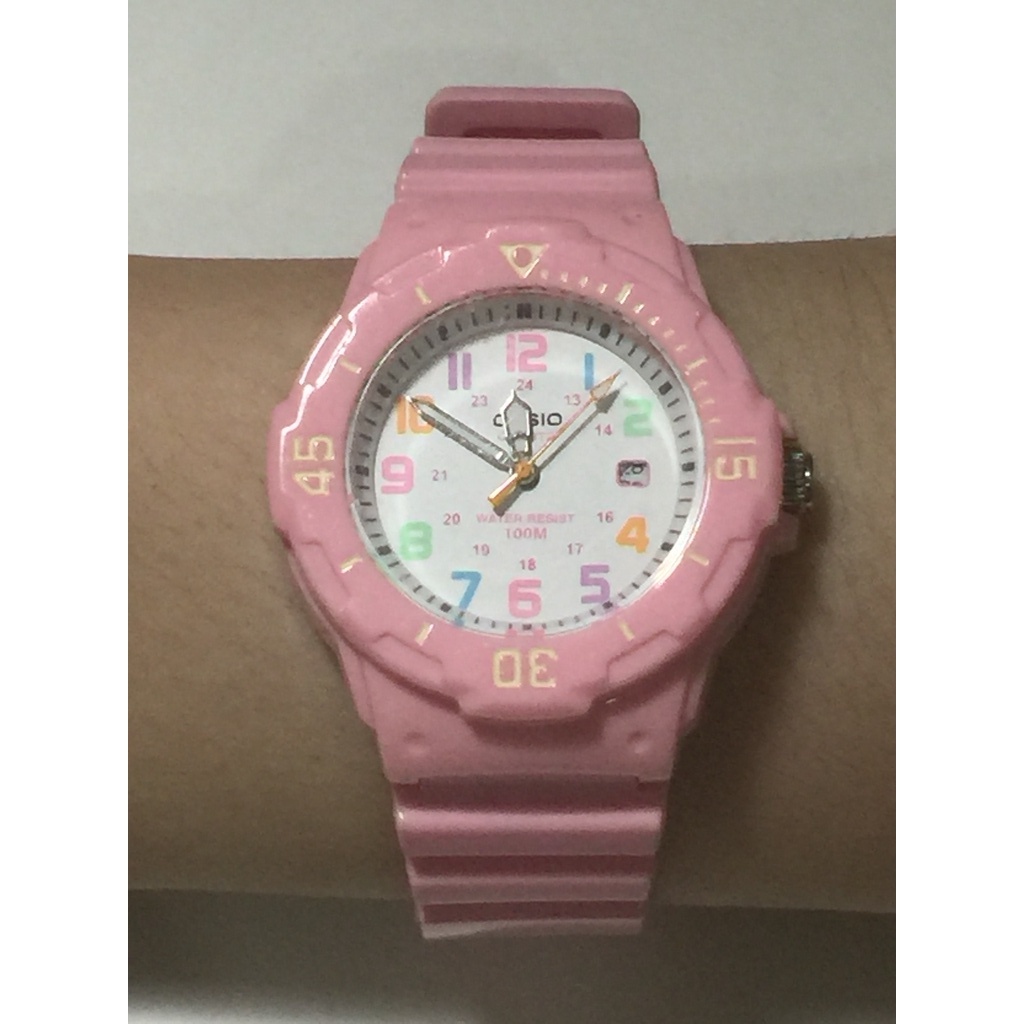 jam tangan casio ORIGINAL water resistant tahan air preloved bekas, bisa untuk anak pink merah muda 