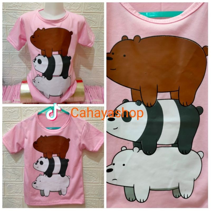 KAOS ANAK CWE WE BARE BEAR KEKINIAN / ATASAN KEREN UMUR 2-8 THN BISA COD