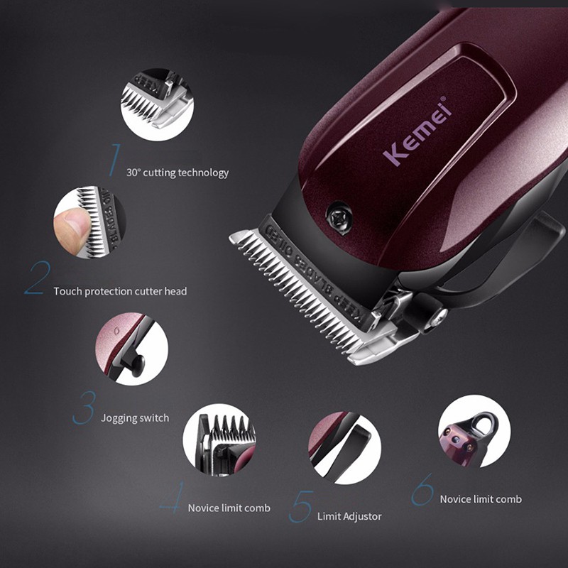 Kemei Alat Cukur Elektrik Hair Trimmer Shaver - KM-2600 - Red - 7BHX02RE