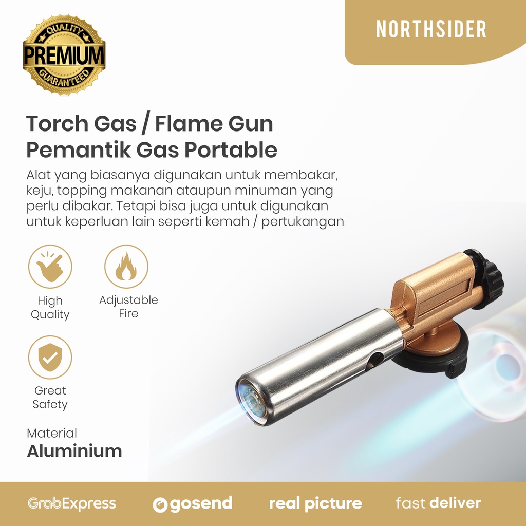 TORCH GAS / FLAME GUN PORTABLE PEMANTIK GAS ALUMINIUM SPACE ATOM M-60