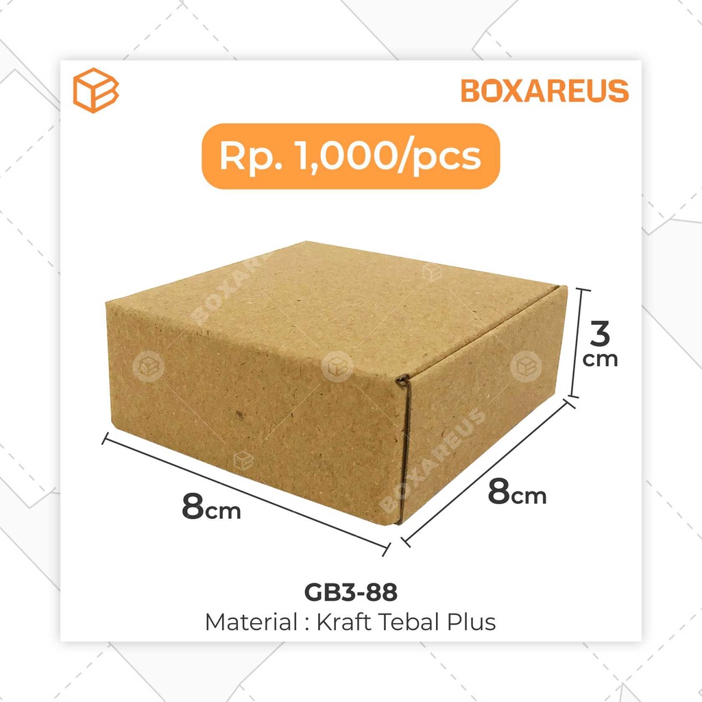 Gift Box Kotak Packing Packaging Souvenir Bahan Brown 8x8x3 cm | GB3