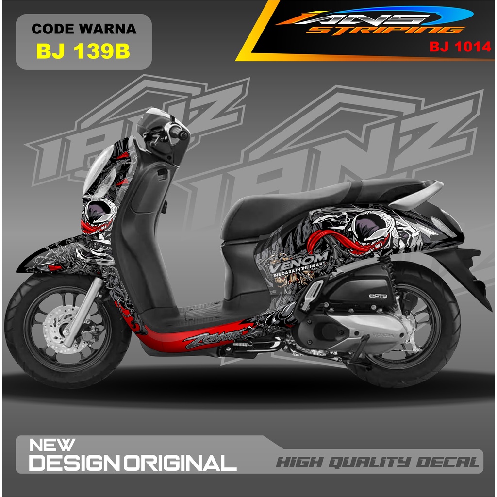 DECAL STIKER SCOOPY VENOM FULL BLOK MOTOR / STICKER DECAL  HONDA SCOOPY FULL BODY / STICKER VARIASI SCOOPY TERBARU  / STICKER SCOOPY