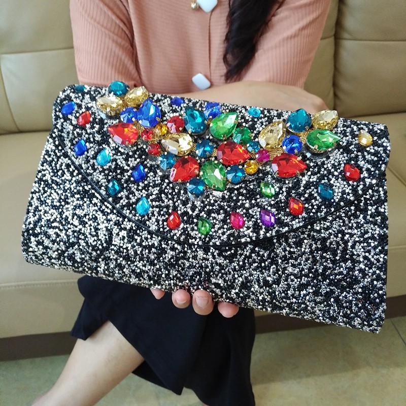 Tas Pesta Clutch Kondangan Wanita Elegan Swarovski Import Mewah Wisuda 70109 KLIKSISTA