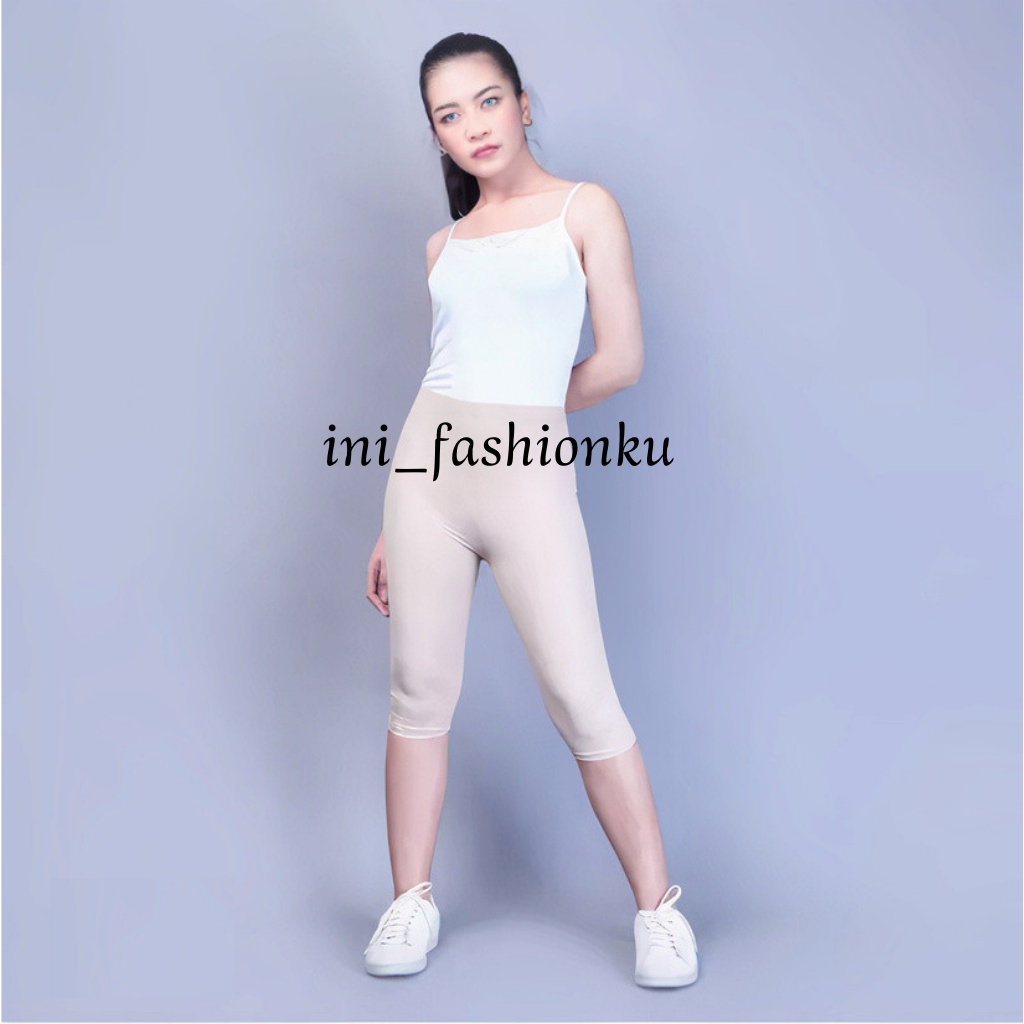 ( BISA COD ) Legging Pendek 3/4 Selutut Spandex Tebal Remaja ABG Dewasa Lejing Olahraga Fitness Senam Leging 3 4 Bawah Lutut adem Legging 3 per 4 BISA GROSIR