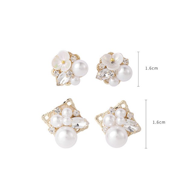 LRC Anting Tusuk Fashion Flower Gold Silver Needle Shell Flowers With K16117