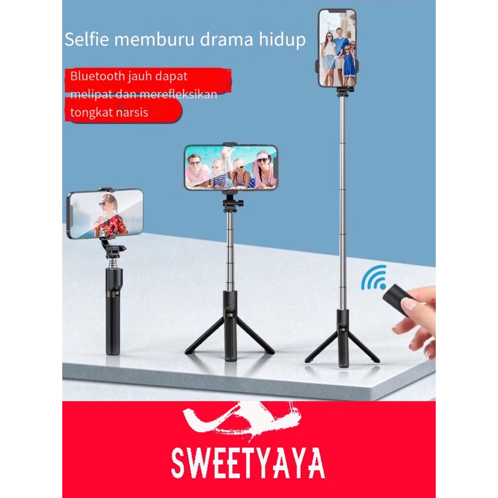 Z6 Live Selfie Tripod Selfie Tongkat Remote control Bluetooth + Dapat mengangkat hingga 1070 MM