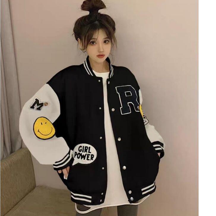 LANGSUNG ATC.. JACKET R SMILE STYLE VARSITY BASEBALL | BASEBALL OVERSIZE