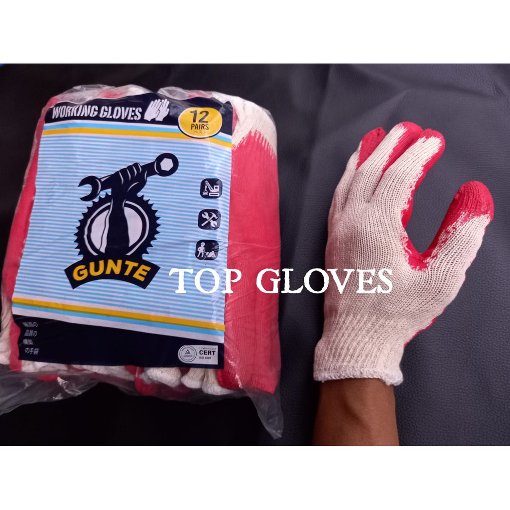 Sarung Tangan Dipping GUNTE - Sarung Tangan Rajut Benang 3 Lapis Latex - Working Gloves