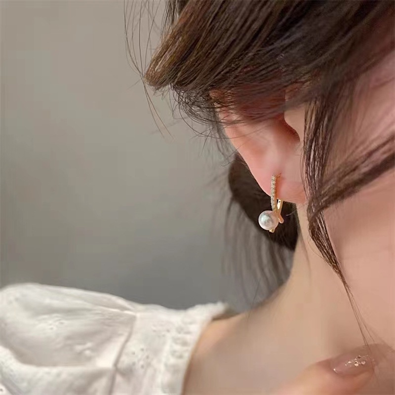 Anting Mutiara zircon Gaya retro Untuk Wanita