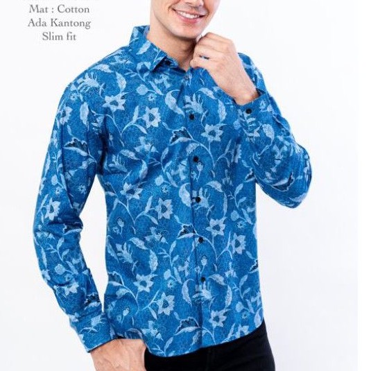 LBL 594 LUIGI BATIK PRIA SLIMFIT LENGAN PANJANG