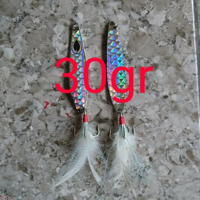 Dijual umpan tenggiri lure spoon 30gr casting bulu ayam Terlaris
