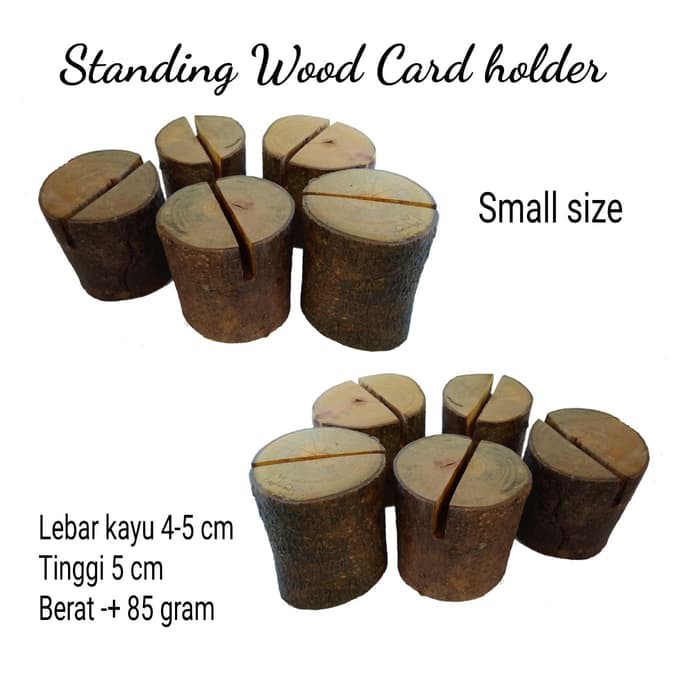 Small rustic standing card holder 4-5 cm x 5 cm tempat kartu kayu