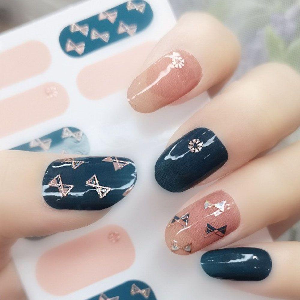 AUGUSTINA Agustina Self-Adhesive Stiker Kuku Wanita Glitter Dekorasi Kuku Salon Kuku Nail Art Slider DIY Nail Decals