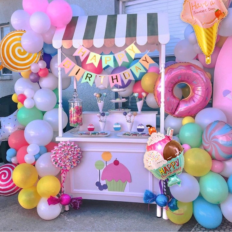Set Dekorasi Balon Ulang Tahun Birthday Anak Dewasa Hadiah Ultah anak Pesta Ulang Tahun Balon Ice Cream Balon Donat Balon Lolipop Bridal Shower
