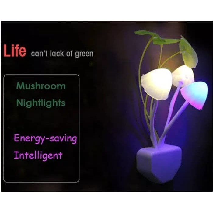 Lampu Tidur Jamur Avatar Mushroom Sensor Cahaya LED Night Lampu Tidur Multicolor Bentuk Bunga Lotus