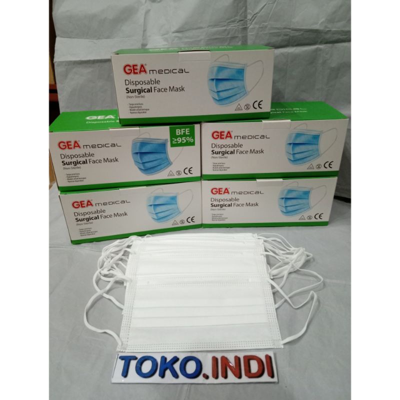 Masker Gea Medical 50 Pcs / Gea Medical Disposable Surgical Face Mask / Masker Medis Gea