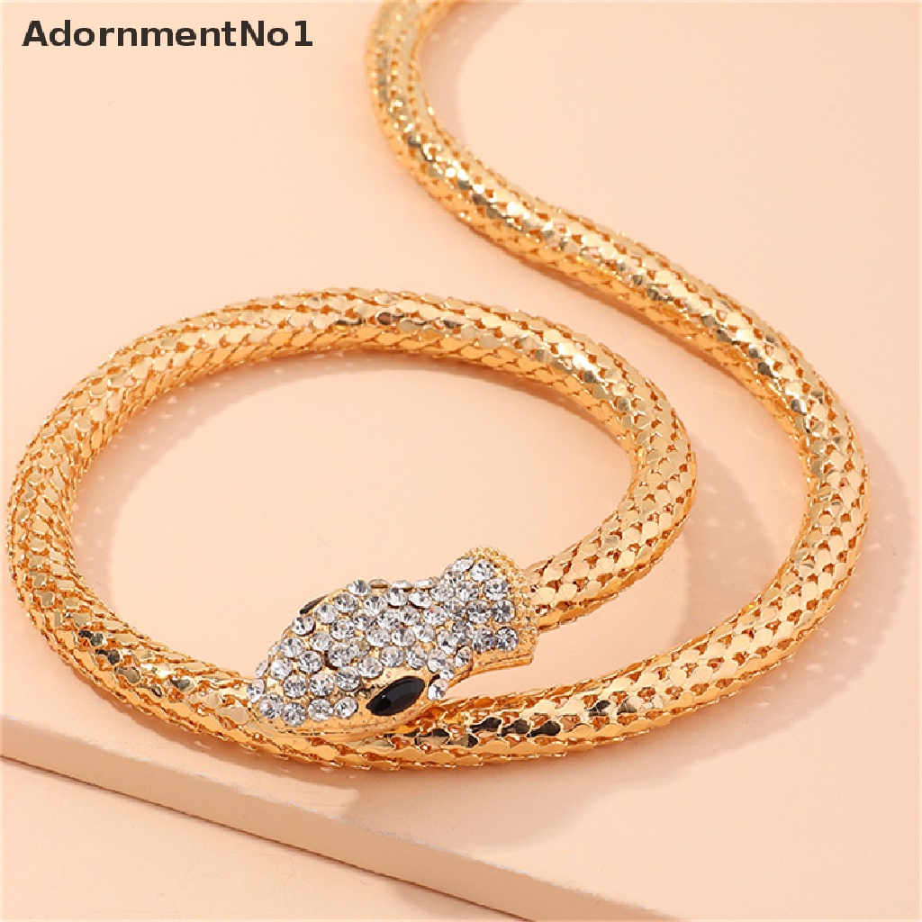 (AdornmentNo1) Gelang Tangan Rantai Gaya Bohemian Motif Ular Aksen Zircon Untuk Perhiasan Wanita