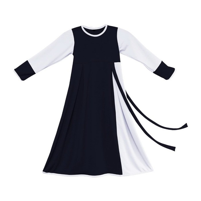 BAJUYULI   Gamis Baju Muslim Anak Perempuan Jersey Hitam Putih MJBK01 Berkualitas