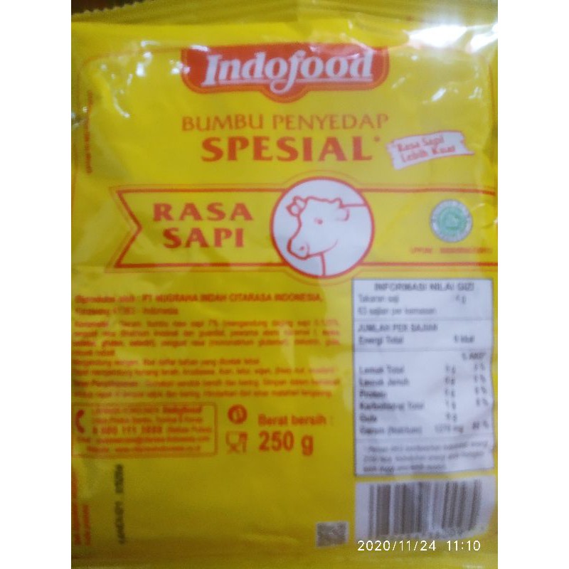 

Bumbu penyedap spesial rasa sapi dari Indofood