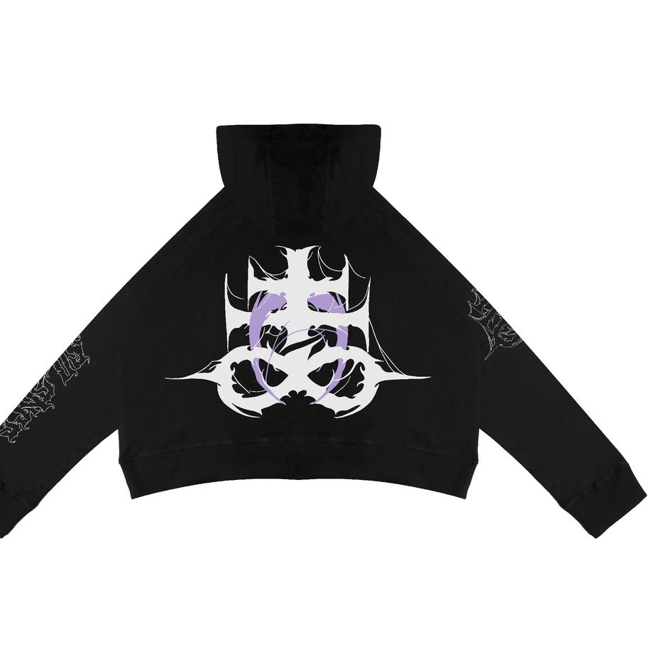 Terbagus.. GRDT Silence Hoodie Oversize Crop Top Black