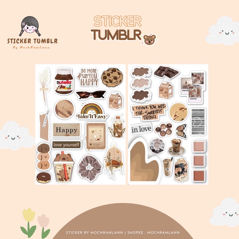 STICKER BROWN SERIES / STICKER TUMBLR AESTHETIC/ NO CUTTING / STIKER HP / STIKER LAPTOP