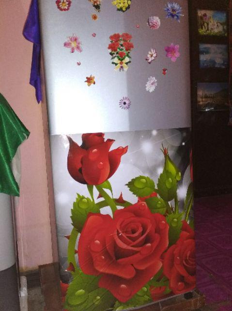 Stiker Kulkas 2pintu Bunga Mawar Merah