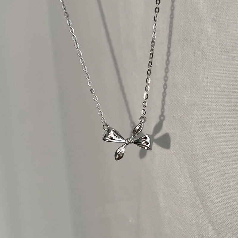 Kalung Rantai Silver Wanita Liontin Pita Untuk Pestahadiah 2022