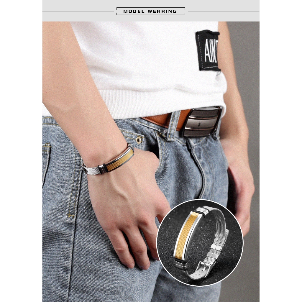 OLEVS Aksesoris Gelang Titanium Pria Disesuaikan Dengan Kotak Ready Stock Fashion Gaya Korea-6