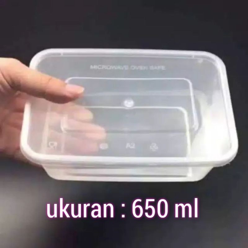 Thinwall 650ml kotak persegi panjang tempat makan plastik mika tebal