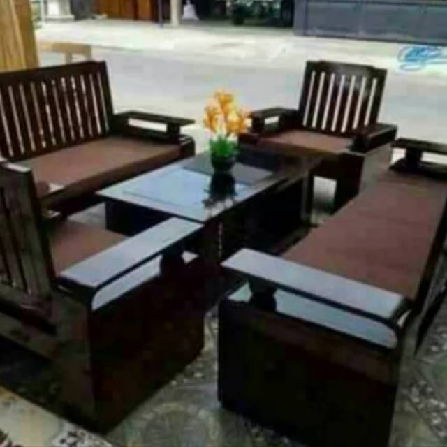 Kursi Tamu Minimalis Kayu Jati Sofa Mebel Furniture Jepara Shopee Indonesia