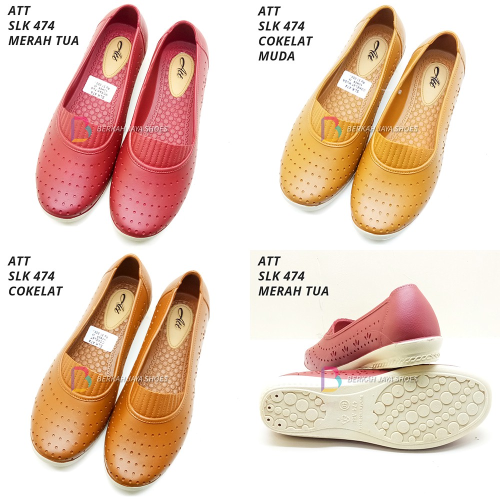 Sepatu Karet Wanita - Sepatu Flat Shoes Karet Wanita ATT SLK 474 Varian Warna - Anti Air &amp; Anti Slip