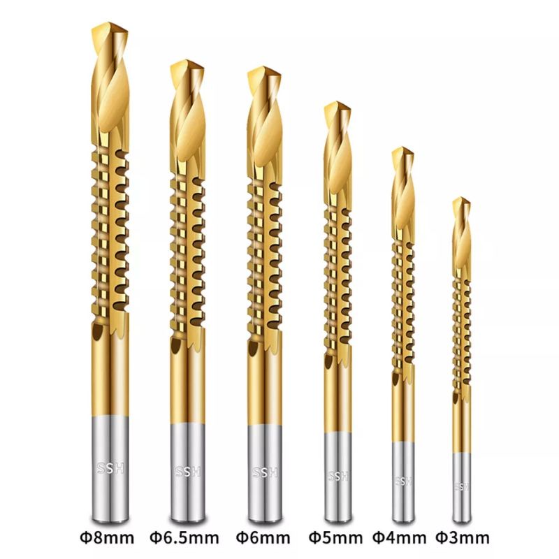 Nuansa - 6 Pcs Set Mata Bor Potong Power Drill HSS Steel Woodworking Drilling Cut Grooving