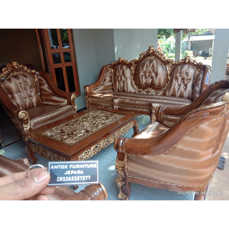 kursi sofa tamu ganesa ukiran kayu jati mebel Jepara
