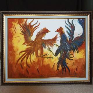 Lukisan Ayam Petarung di Kanvas cat  akrilik  Painting On 
