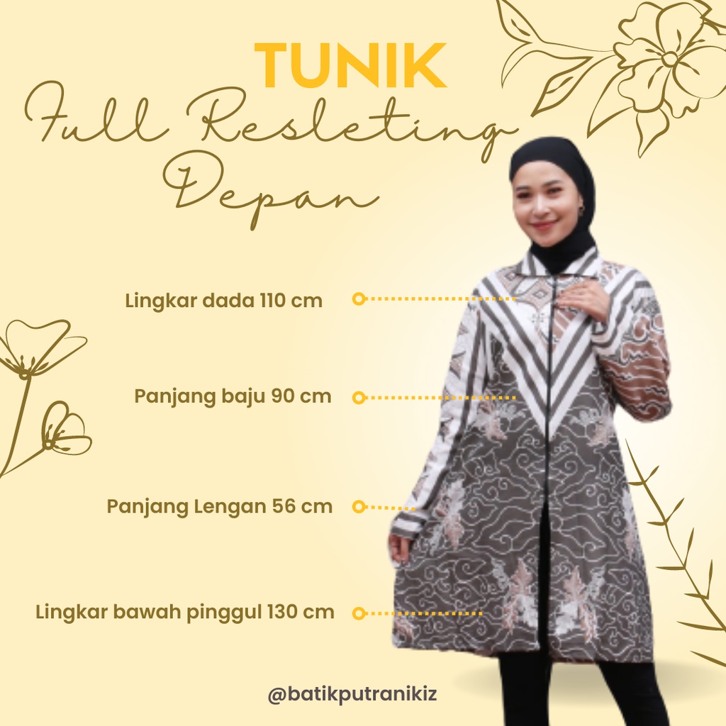 Tunik Batik Setelan Atasan Yukensi Panjang Wanita Katun Modern (COD)