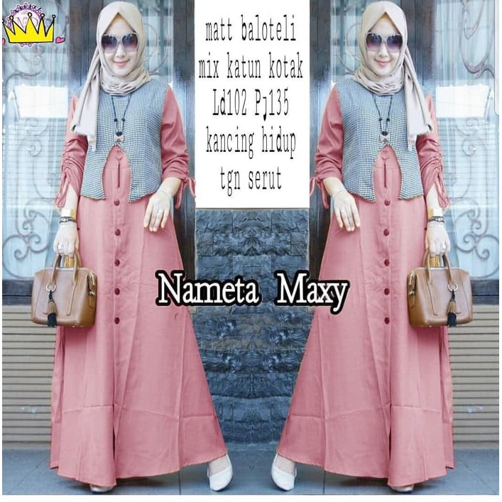 (7 warna) 1set Gamis dress syari elegan dgn bordir cantik khimar syar'i size jumbo azzahra qonita i.