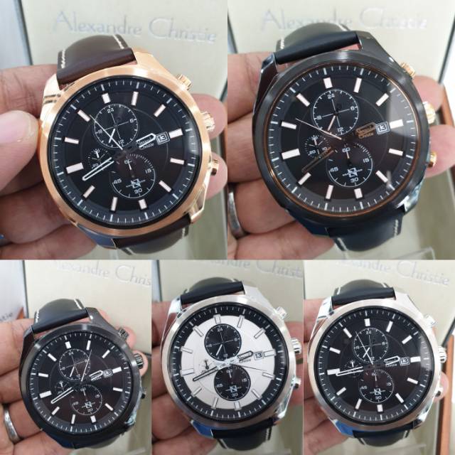 Jam Tangan Alexander Christie 6550 AC 6550 Crono Tali Kulit Baterai Original d4.4m garansi 1thn