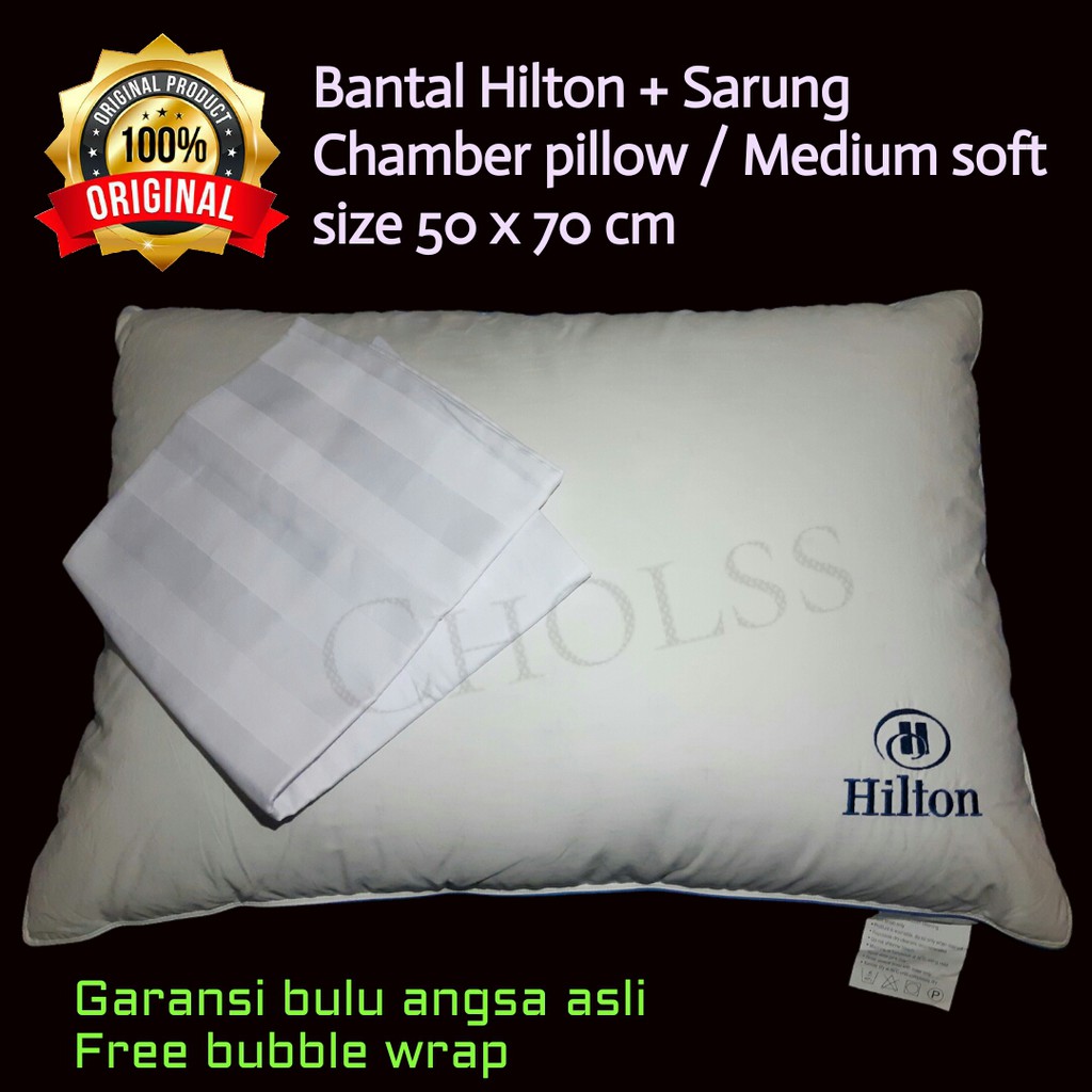 Bantal Bulu Angsa Spec HILTON size 50 x 70 cm + Sarung Cotton 220TC