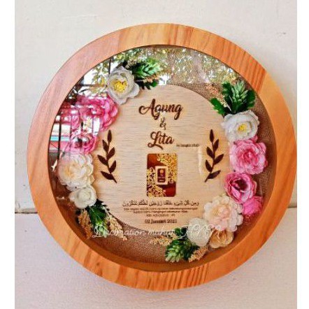 pigora mahar bulat pernikahan kayu super