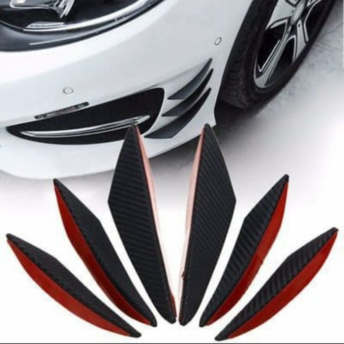 6 Pcs Carbon Front Bumper Splitter Lis Carbon Bumper Depan Mobil