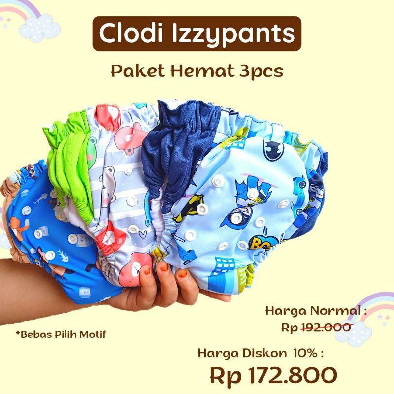 Klodiz Izzipant Clodi Popok Kain Popok Celana Pampers Hemat 5 - 20 kg