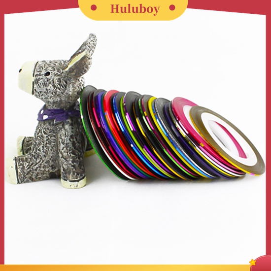 Huluboy Huluboy♡ 30pcs Stiker Tape Garis Warna Campur Untuk Dekorasi Nail Art DIY