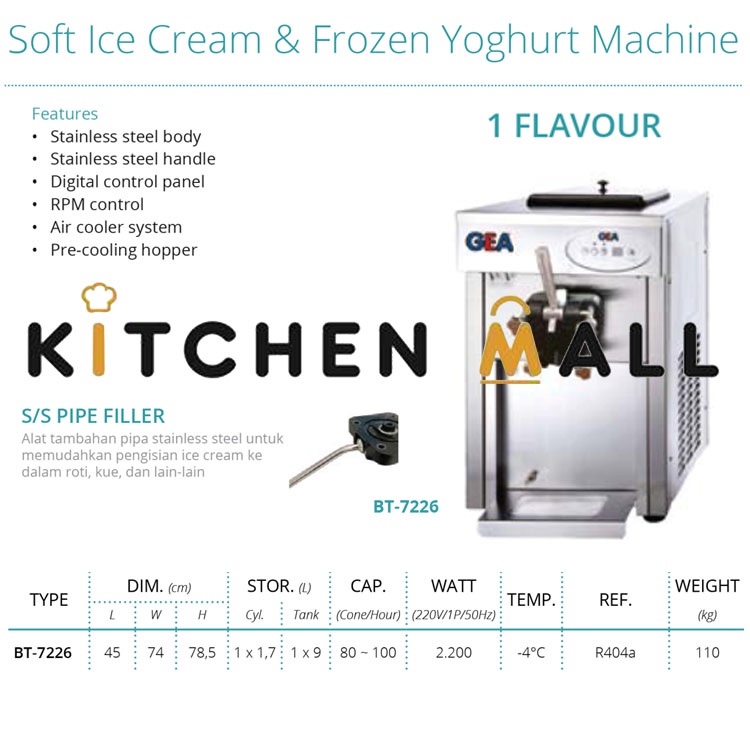 GEA BT-7226 Soft Ice Cream Machine / Mesin Pembuat Soft Ice Cream Cone