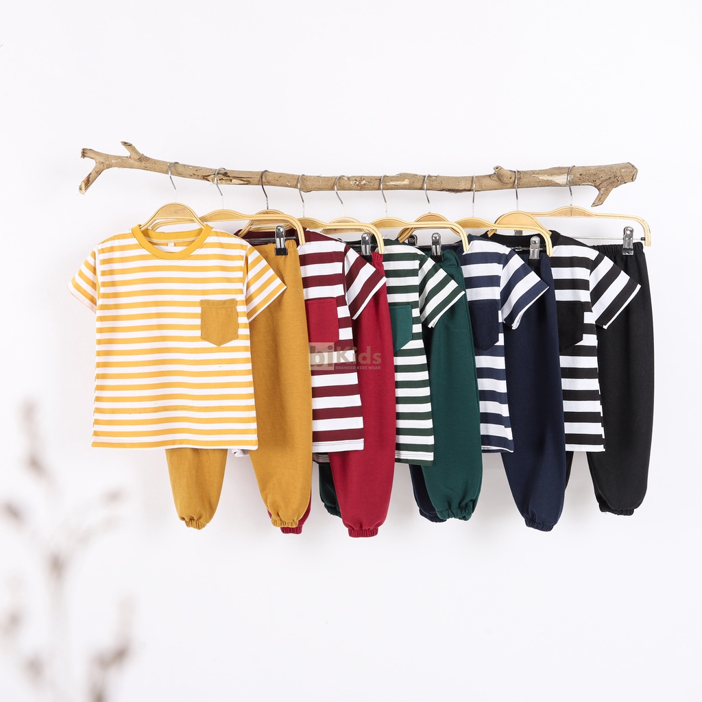 9.9 SALE SETELAN ANAK SALUR| SET KIANO SALUR KIDS | SET STRIPE CATTON COMBED 30s 1-7TH